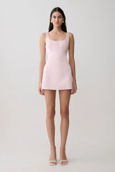 Beth Satin Mini Dress - Pale Pink