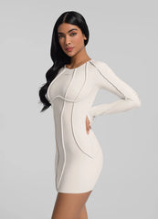 Curved Stitching Mini Dress