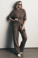 Muse Wide Leg Pant - Java Brown Heather