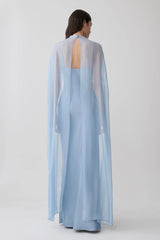 Martinne Chiffon Cape Maxi Dress - Arctic Blue