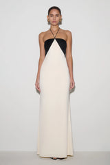 Hien Sequin Halter Maxi Dress - Black/Ivory