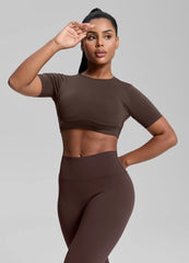 SculptMe Crew Neckline Backless Removable Bra Cups Seamless Crop Top