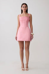 Isabel Satin Corset Mini Dress - Pink