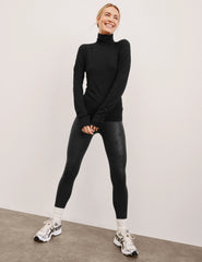 Leatherette High Waisted Midi Legging