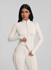 Contour Zip-Up Long Sleeve Top