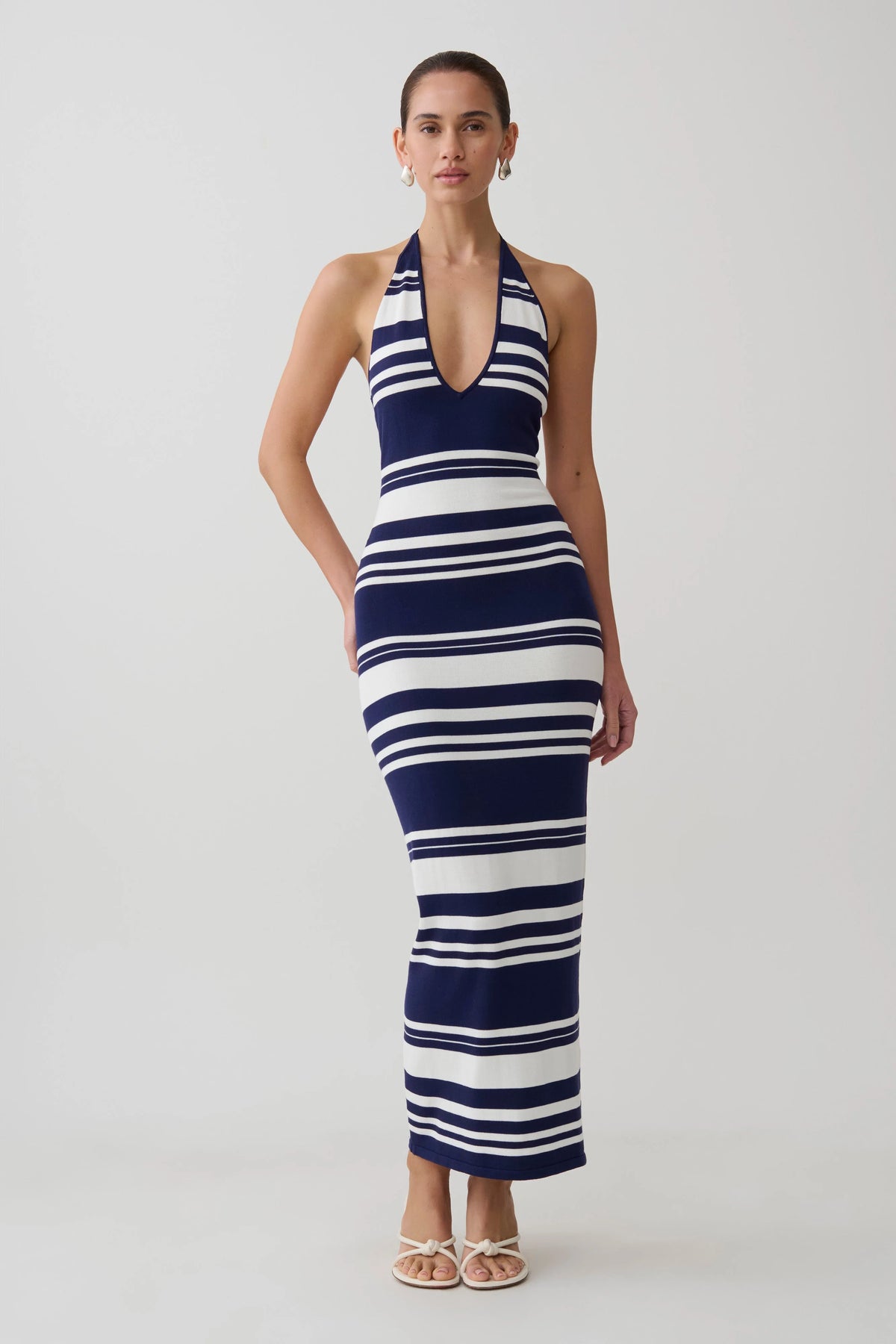 Brienne Stripe Midi Dress - Navy/Ivory