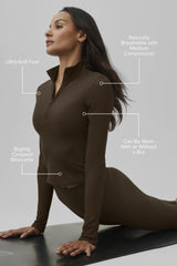 ALO Softsculpt Precision 1/4 Zip Long Sleeve - Espresso