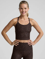 Espresso Leopard SoftMark Slim Racerback Cropped Tank