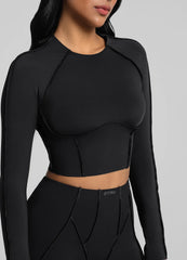 Contour Stitch Long Sleeve Crop