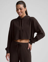 Breathe Easy Ribbed Cropped Hoodie
