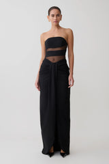 Paulina Cut Out Strapless Maxi Dress - Black