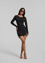 Curved Stitching Mini Dress
