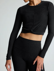 Featherweight Center Stage Cropped Long Sleeve Pullover
